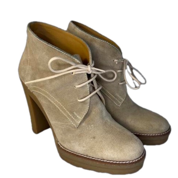 POLO RALPH LAUREN TRICIA TAN SUEDE ANKLE BOOTIES - Picture 1 of 9